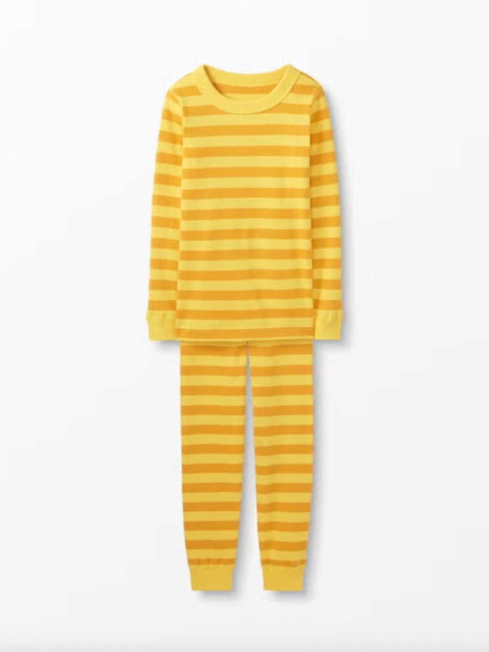 Hanna Andersson Striped Long John Pajama Set Swedish Yellow/Golden Hour - 4 100